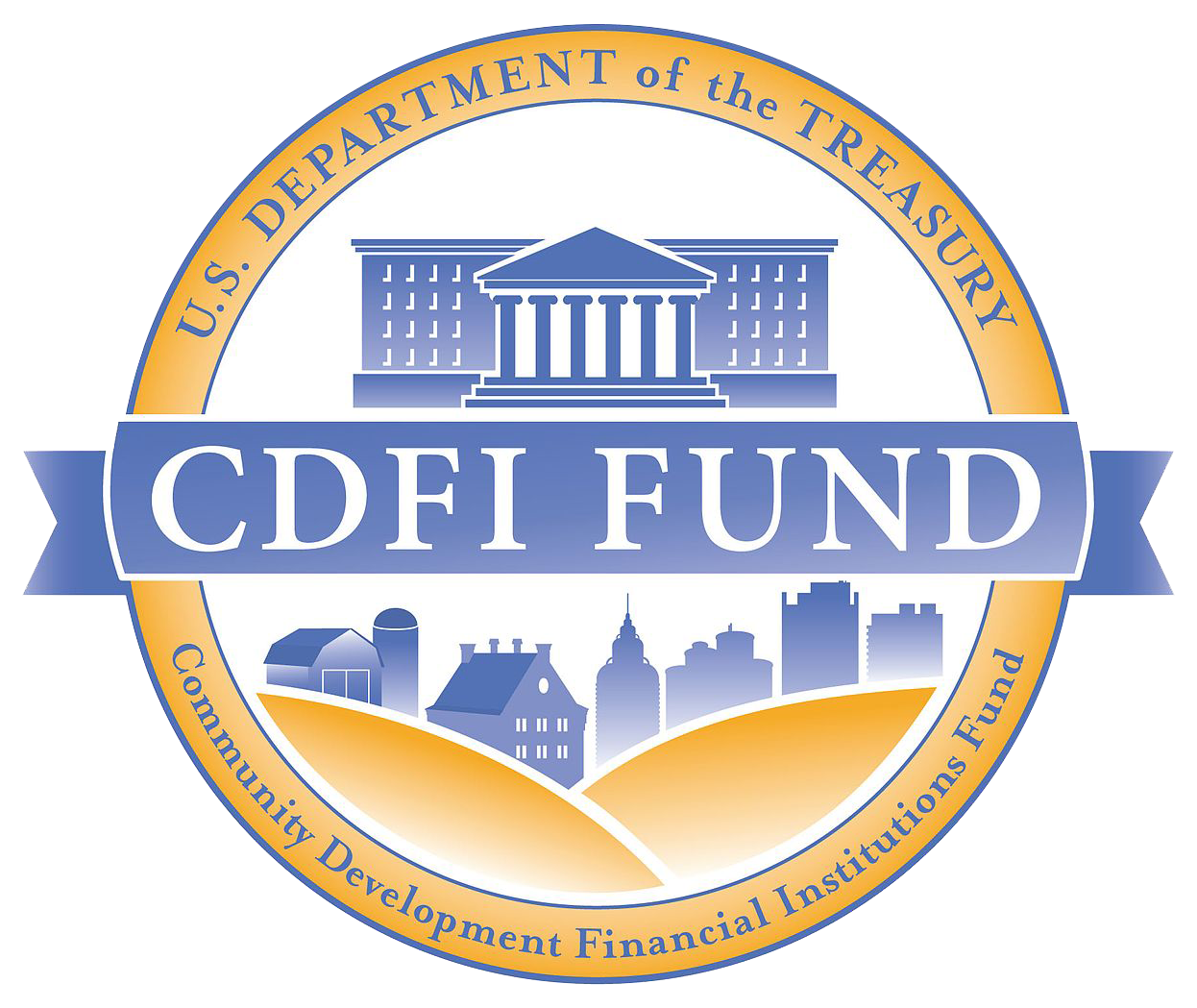 CDFI Fund Blue and gold CDFI fund logo