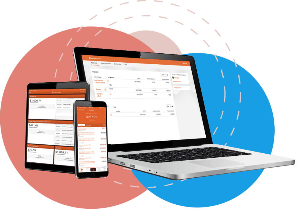 Quontic products on a laptop, tablet, and smartphone