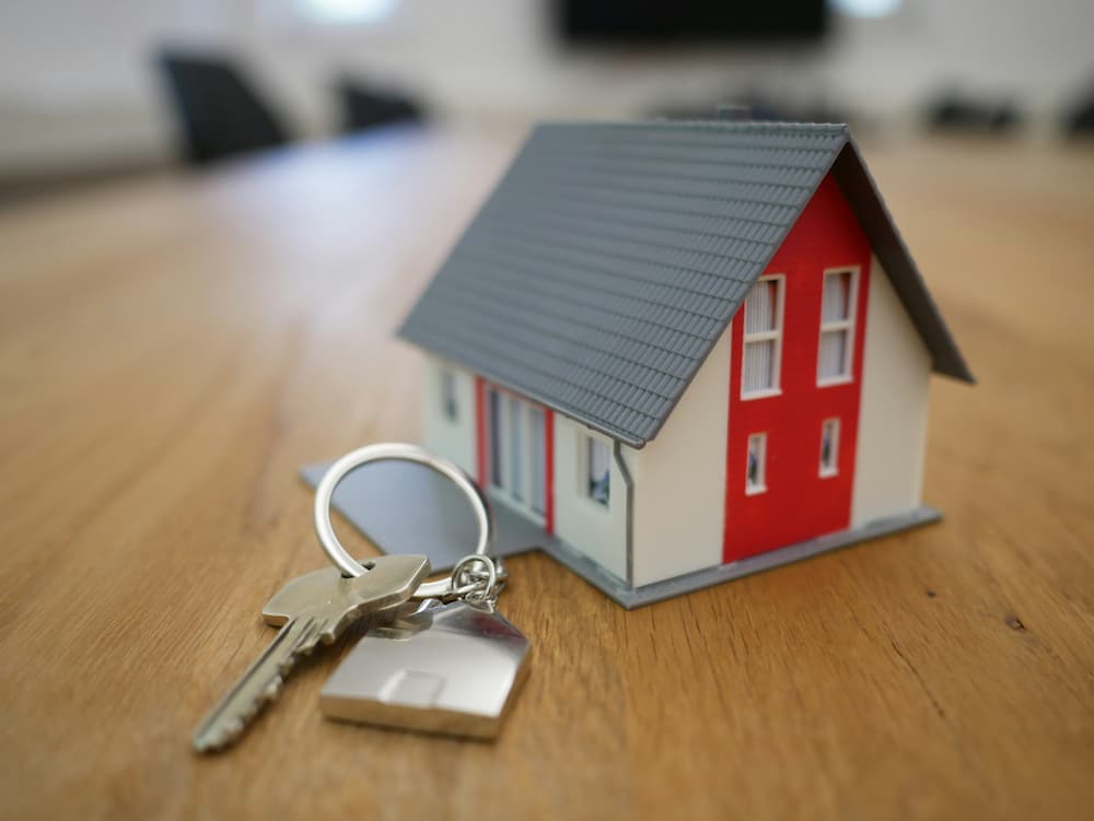 Keys beside tiny house